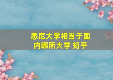 悉尼大学相当于国内哪所大学 知乎